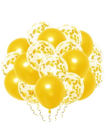Balony złote z konfetti 20szt 400879 zestaw 12 cali gold