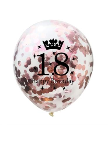 Balony różowe z konfetti 18-tka 400503 zestaw 10szt na 18 urodziny 12 cali