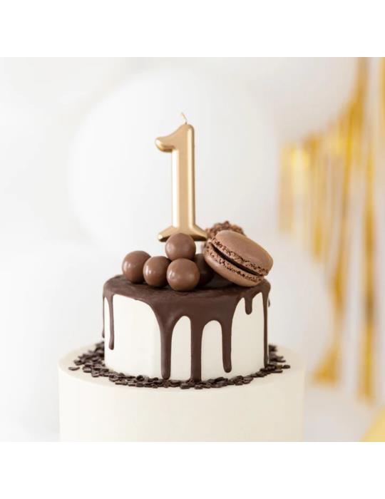 Świeczka urodzinowa cyfra 1 złota 420181 przyjęcia 10 cm