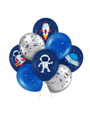 Balony urodzinowe Kosmos 8szt 129784 lateksawwe Rakieta Astronauta Kosmonauta Wszechświat