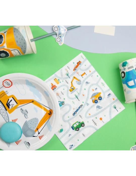 Serwetki papierowe Auta 10szt 131459 Jeep, garbus, wóz strażacki, radiowóz, wywrotka, koparka 33 x 33 cm