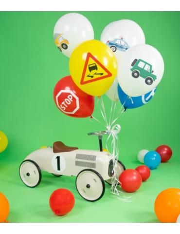 Balony lateksowe Auta 9szt 131480 Jeep, garbus, wóz strażacki, radiowóz, wywrotka, koparka