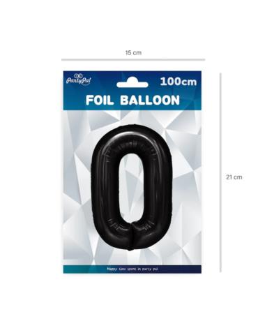 Balon Foliowy Cyfra 0 Czarny 450080 100cm liczba urodziny przyjęcia okazje