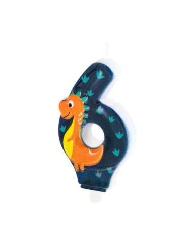 Świeczka cyfra 6 Dinozaura 138168 Urodzinowa na tort cyferka