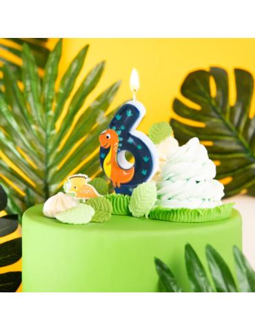 Świeczka cyfra 6 Dinozaura 138168 Urodzinowa na tort cyferka