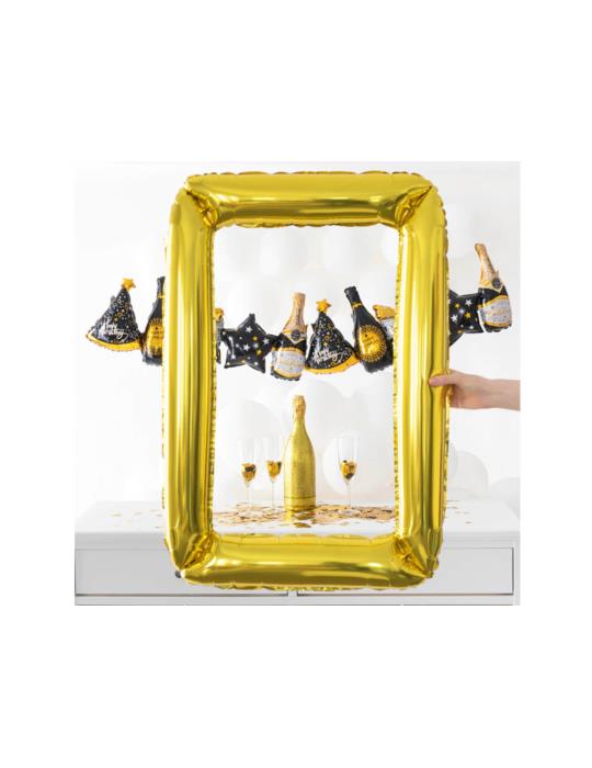 Balon foliowy ramka złota 128312 do zdjęć fotobudki 87x72cm