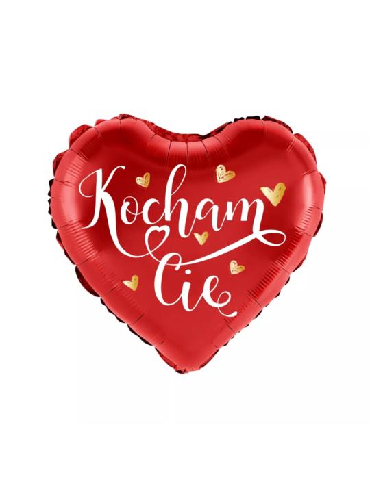 Balon Serce Kocham Cię foliowy 149348 Czerwone z serduszkami 45cm
