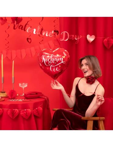 Balon Serce Kocham Cię foliowy 149348 Czerwone z serduszkami 45cm