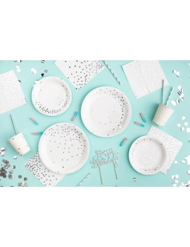 Serwetki białe srebne kropki 512791 10 sztuk 16x16 papierowe urodziny przyjęcia eventy wieczór panieński ślub