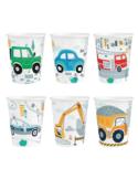 Kubeczki papierowe Auta 6szt 131398 Jeep, garbus, wóz strażacki, radiowóz, wywrotka, koparka 220ml