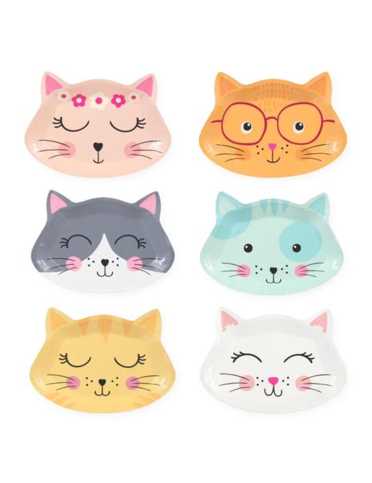 Talerzyki Kotki Urodzinowe 6szt 151150 papierowe 20,5 x 15 cm koty