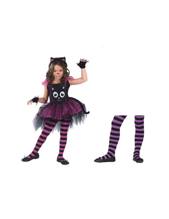 1 Zestaw Strój Kotek ZES282 122/128 kotka sukienka plus rajstopy 2el