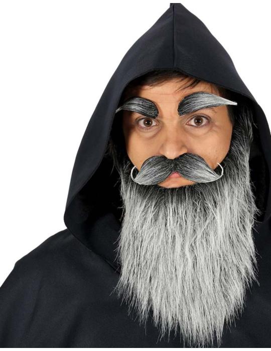 Wąsy z brodą + brwi siwe LUX 11566BZ Dziadek Starzec Mag Czarodziej
