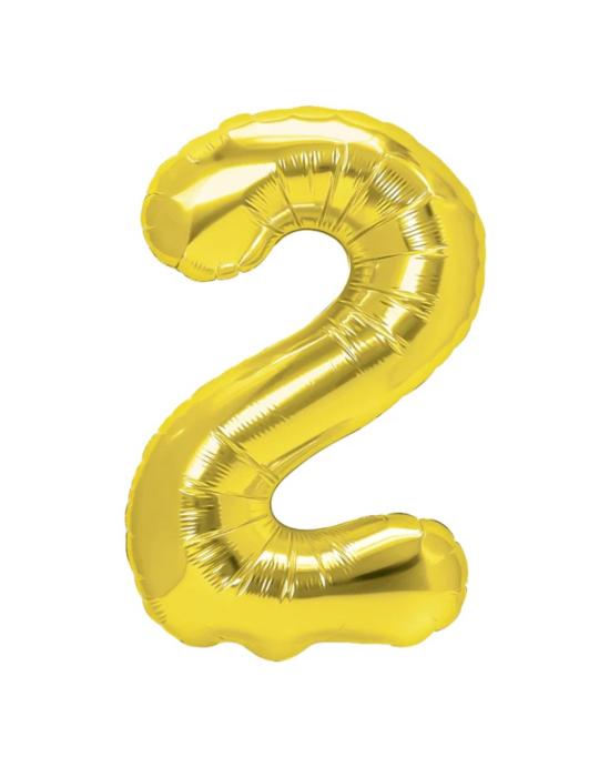 Balon foliowy cyfra 2 złota 100cm 450014 100 cm urodziny jubileusz solenizant jubilat impreza