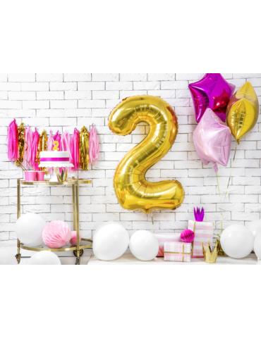 Balon foliowy cyfra 2 złota 100cm 450014 100 cm urodziny jubileusz solenizant jubilat impreza