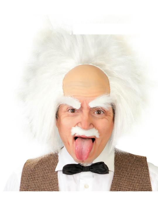 Peruka Męska Biała Einstein 4877BZ Wąsy + Brwi