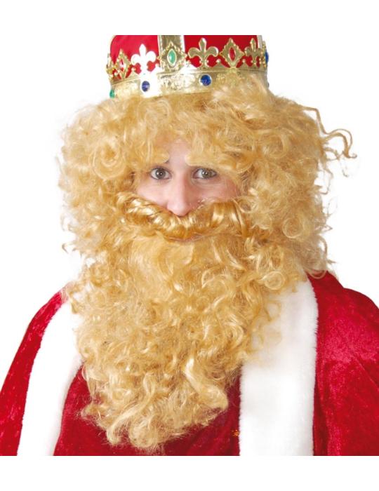 Peruka Męska Blond Króla z Brodą 4864BZ i Wąsami