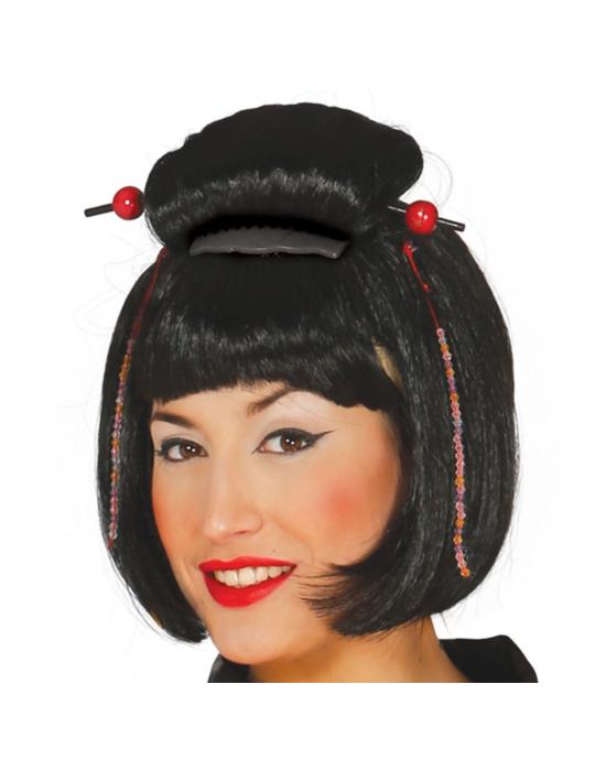 Peruka Japonka Czarna Chinka 4272BZ Gejsza