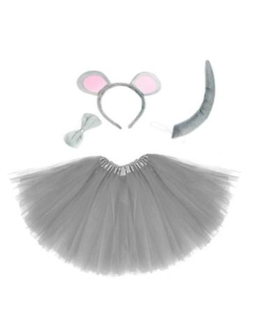 Strój Myszka ZESTAW ze spódnicą ST601 szary myszki dla dziewczynki zwierzątka