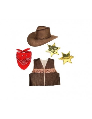 Zestaw Kowboja Kowbojki 110/116 MK018 Kamizelka Kapelusz Bandanka