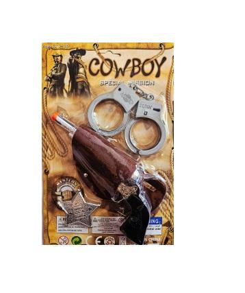 Zestaw Kowboja Pistolet Kabura A2309 gwiazda szeryfa kajdanki 4el szeryfa dziki zachód western