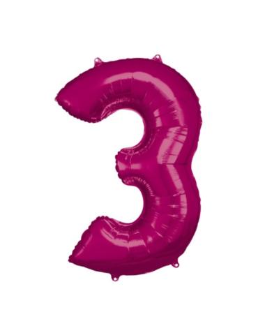 Balon foliowy Cyfra 3 różowy 9907281BZ 86cm.