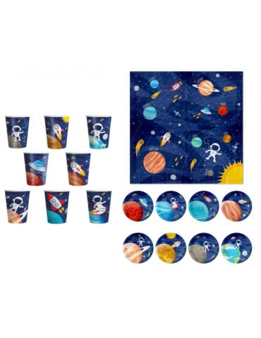 1Zestaw Urodzinowy Kosmos 26el ZES531 Talerzyki Serwetki Kubeczki