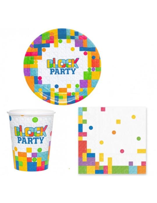 1Zestaw Urodzinowy Klocki 22el ZES535 Talerzyki Serwetki Kubeczki