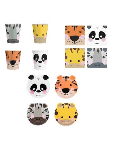 1Zestaw Urodzinowy Zwierzątka ZES536 28el Talerzyki Kubeczki Serwetki