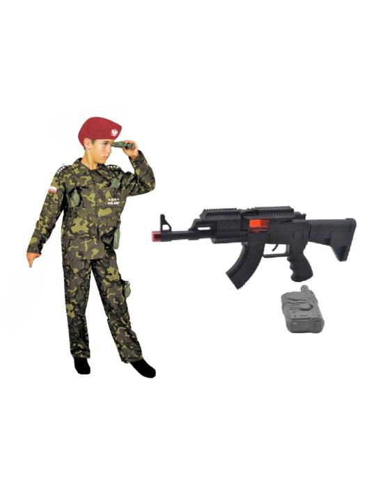 Zestaw Strój ŻOŁNIERZ KARABIN ZES874BZ 122/128 Karabin światło dźwięk krótkofalówka żołnierz Polski