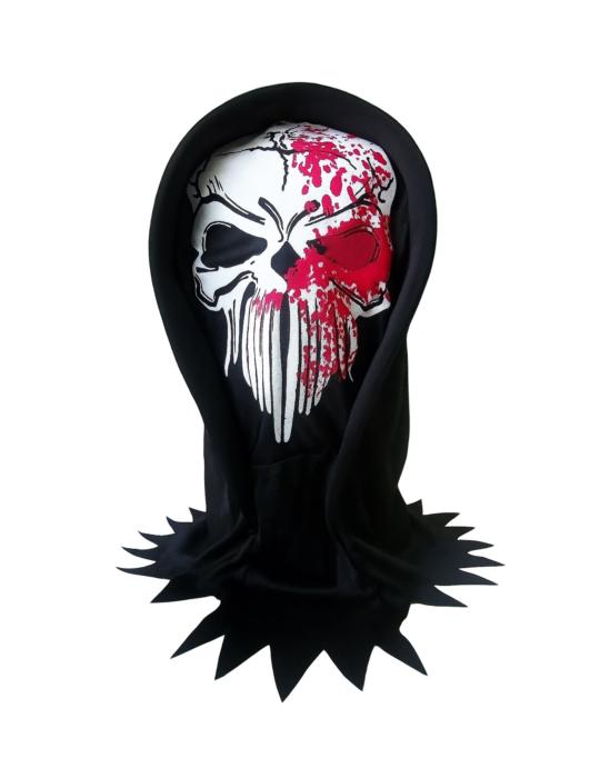 1 Maska z Kapturem halloween CM130 kościotrup czaszka zakrwawiona