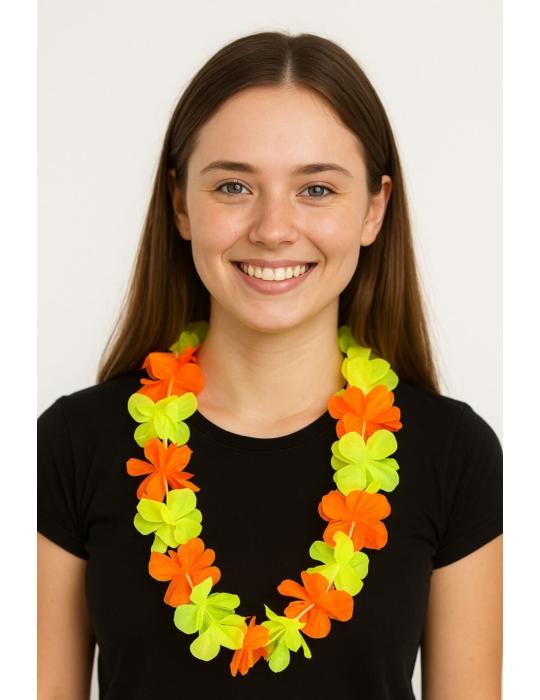 Kwiaty Hawajskie Żółte Pomarańcz PT073 Naszyjnik hawajski wieniec Aloha