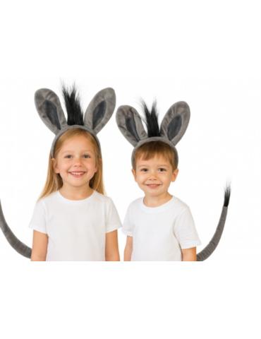 Zestaw Osiołek Opaska Ogon A88497 Zestaw 2 cz. Osiołek dla Dzieci – Opaska z Uszami i Ogon Shrek Osioł