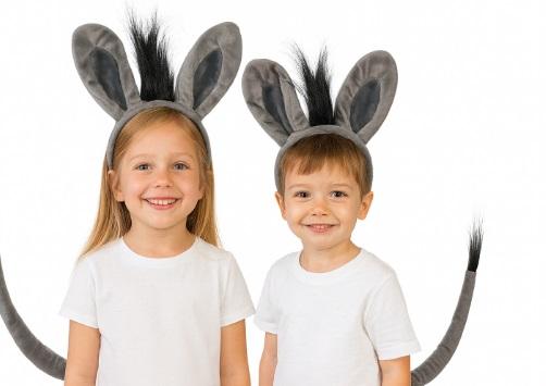 Zestaw Osiołek Opaska Ogon A88497 Zestaw 2 cz. Osiołek dla Dzieci – Opaska z Uszami i Ogon Shrek Osioł