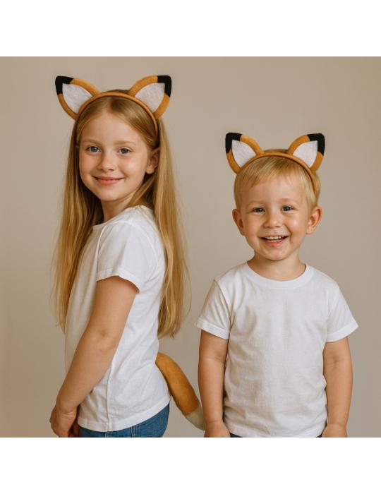 Zestaw Lisek Opaska Ogon DZD2110 Zestaw 2 cz. Liska dla Dzieci – Opaska z Uszami i Ogon.