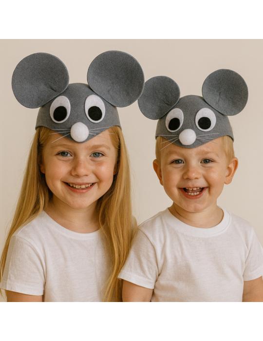 Czapka Myszka Szara DZD24005 czapka myski z oczami szara