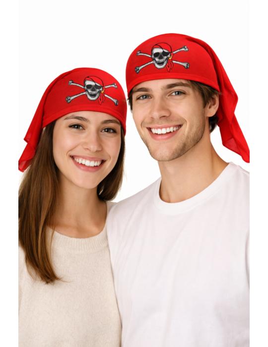 Czapka Pirat z Chustą Czerwony CC203 Dorośli