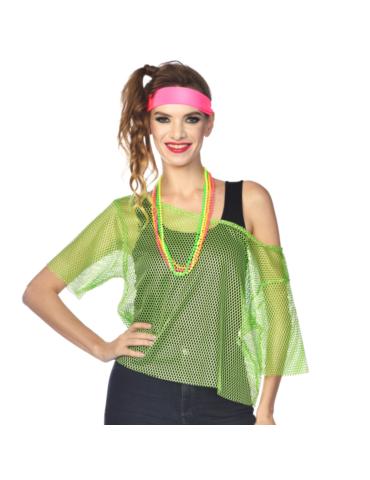 Bluzka Disco Zielona L/XL 9910389BZ koszulka neonowa siateczkowa lata 80 BZ