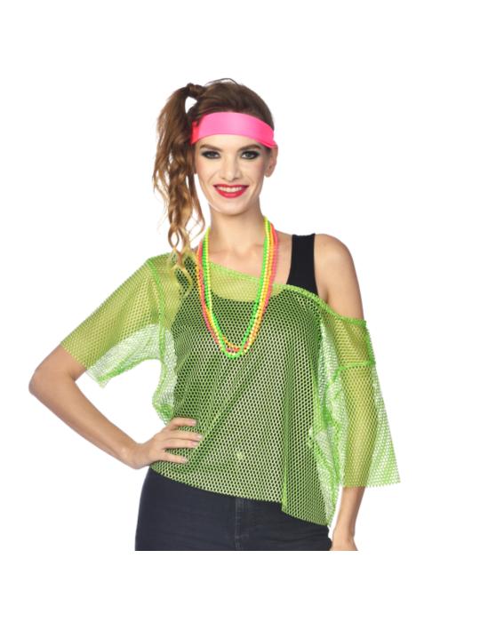 Bluzka Disco Zielona L/XL 9910389BZ koszulka neonowa siateczkowa lata 80 BZ