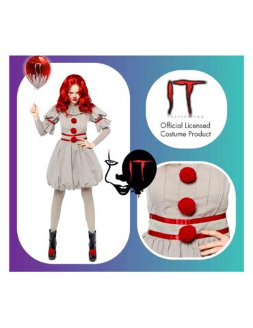 Strój damski Klauna PennywiseL 9912533 BZ kostium halloween horror TO