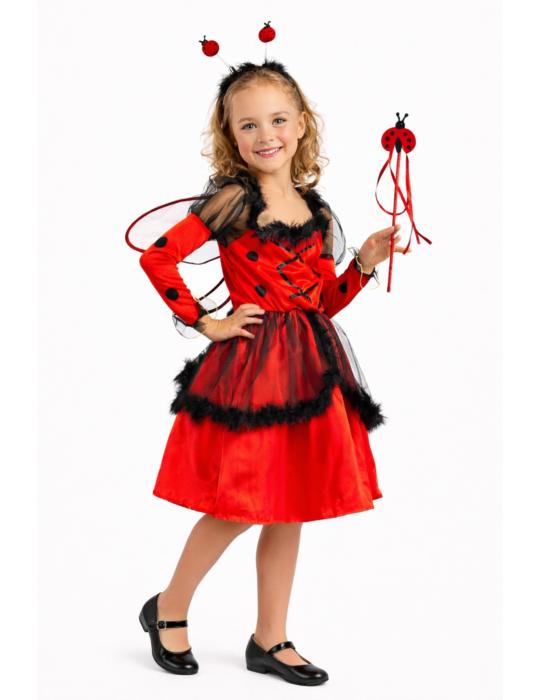 Strój Biedronka Lux ST405 122/128 Sukienka + skrzydełka biedronki