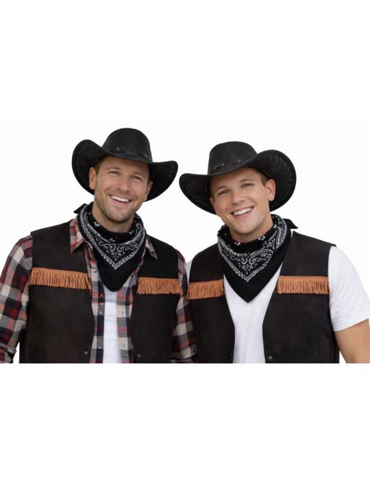 Zestaw Strój Kowboja Męski 3el ZES243 Kamizelka Szeryfa Kapelusz Bandanka