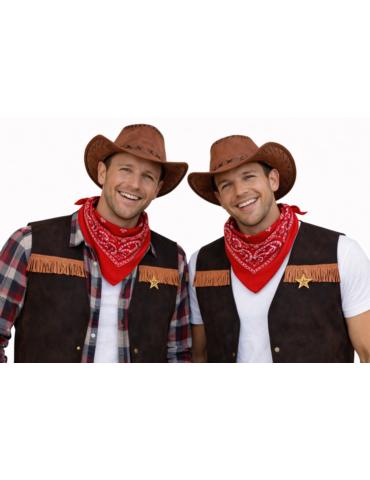 Zestaw Strój Kowboja Męski 4el ZES472 Kamizelka Kapelusz Bandanka Gwiazda dla dorosłych