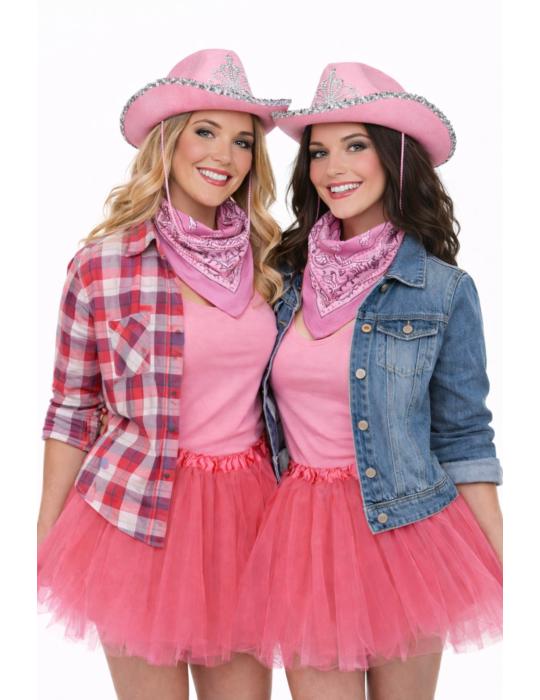 Zestaw Strój Kowbojki Damski 3el ZES661 Różowa Tutu 40cm Kapelusz Bandanka.