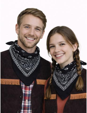 Bandamka Chusta Kowbojska Czarna CA071 pin-up apaszka bandanka