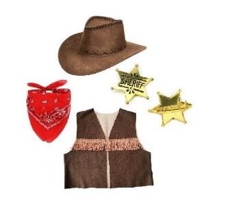 Zestaw Kowboja Kowbojki 122/128 MK019 Kamizelka Kapelusz Bandanka