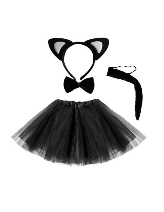 Strój Kotek ZESTAW ST627 2-4 lata ze spódnicą z opaską, ogonkiem i muchą Kotka