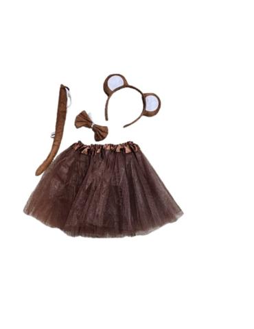 Strój Misia Brązowego ZESTAW DZD24713 4el spódnica TuTu opaska ogon mucha Niedźwiadka Miś