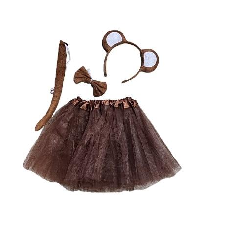 Strój Misia Brązowego ZESTAW DZD24713 4el spódnica TuTu opaska ogon mucha Niedźwiadka Miś