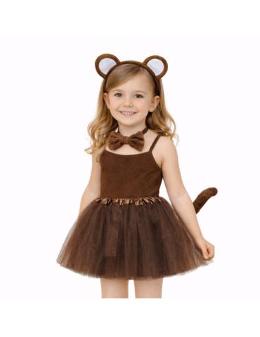 Strój Misia Brązowego ZESTAW DZD24713 4el spódnica TuTu opaska ogon mucha Niedźwiadka Miś